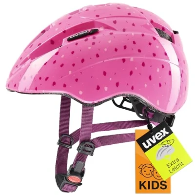 Afbeelding van uvex kid 2 lichte fietshelm voor kinderen individueel passysteem uitbreidbaar met led licht pink confetti 46 52 cm