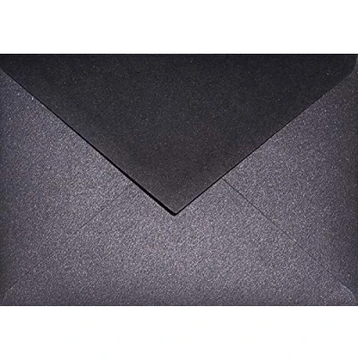 Afbeelding van Netuno 25 parelmoer zwarte C6 enveloppen 114x162mm Aster Metallic Black Cooper zonder venster glanzende voor uitnodigingen