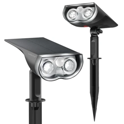 Afbeelding van Linkind StarRay Tuinlamp op zonne energie met bewegingsmelder, solarlampen voor buiten, IP67 waterdicht, 650 lm, zeer heldere zonnelamp tuin, toegangsdeur, garage, verpakking van 2 stuks