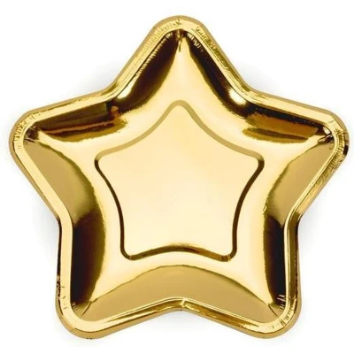 Afbeelding van &quot;&quot;&quot;Papieren borden Star, goud, 18cm (1 zakje met 6 stuks)&quot;&quot;&quot;
