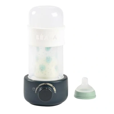 Afbeelding van BÉABA, Flessenwarmer/kleine potten, sterilisator voor flessen, fopspenen, moedermelkverwarmer, zachte stoom, snel opwarmen, Baby Milk Second, nachtblauw