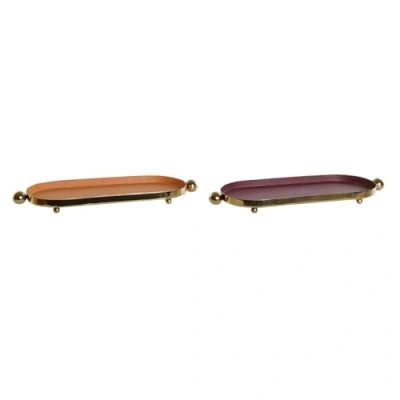 Afbeelding van Middenstuk DKD Home Decor Oranje Gouden Stads 35 x 13 3 cm (2 Stuks)