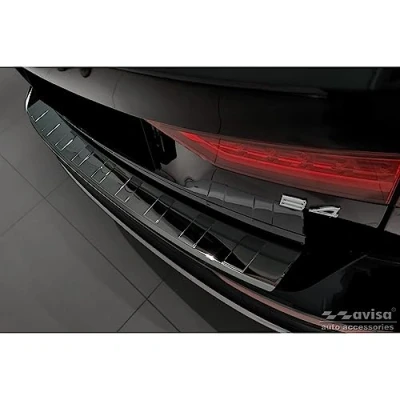 Afbeelding van Zwart Chroom RVS Achterbumperprotector compatibel met Volvo V60 II / Cross Country 2018 &amp; Plug In Hybrid/R Design 2019 &#039;Ribs&#039;