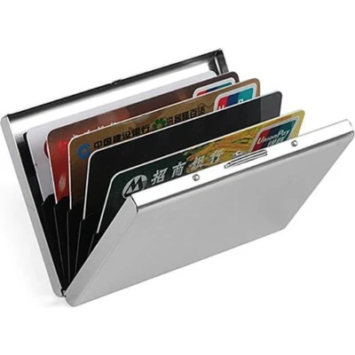 Afbeelding van Creditcardhouder Pasjeshouder RFID bescherming Rvs Metal Case Box portemonnee zilver