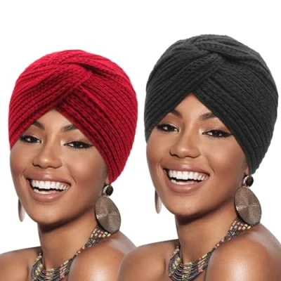 Afbeelding van DRESHOW Vrouwen Tulband Gebreide Beanie Hoeden Kruis Twist Wollen Muts Pet Warme Chunky Winter