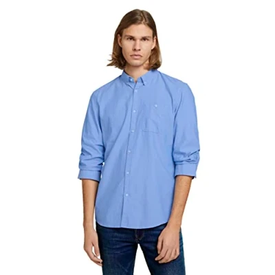 Afbeelding van TOM TAILOR Denim Mannen Gestructureerd overhemd 1024719, 19068 Light Blue White Structure, S