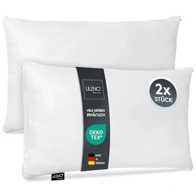 Afbeelding van LILENO HOME Microvezel kussen, 40 x 60 cm, set van 2, wasbaar tot 95 graden, met ritssluiting, hoofdkussen, als kussenvulling voor bed of decoratief kussen sofa &amp; sierkussen