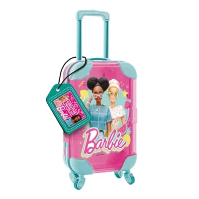 Afbeelding van LISCIANI Barbie CREATIEVE SET Creatief Kit voor Kinderen vanaf 5 Jaar Mini Kofferformaat Kleurboek, 4 Viltstiften, Glitterstickers, Zelfklevende Diamanten Inbegrepen