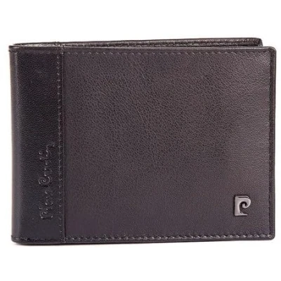 Afbeelding van Pierre Cardin Portemonnee van leer met muntvak en klep, Zwart, Klassiek