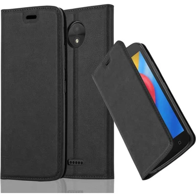 Afbeelding van Cadorabo Hoesje geschikt voor Motorola MOTO C in ZWARTE NACHT Beschermhoes met magnetische sluiting, standfunctie en kaartvakje Book Case Cover Etui