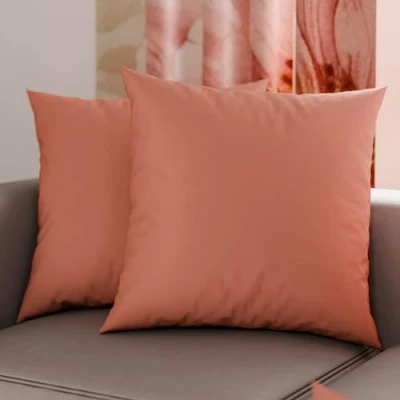 Afbeelding van PETTI Artigiani Italiani 2 kussenslopen van 65 x cm, effen, donkerpoederroze, kussensloop 100% microvezel, hypoallergeen, gemaakt in Italië