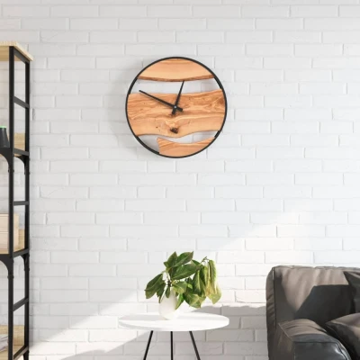 Afbeelding van vidaXL Wandklok Ø35 cm ijzer en olijfhout bruin