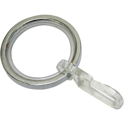Afbeelding van GARDINIA Gordijnringen voor gordijnroedes van 20 mm in diameter, inclusief glij inzetstuk en gordijnhaak, 10 stuks, Chicago collectie, breedte: 4 mm, metaal, brons