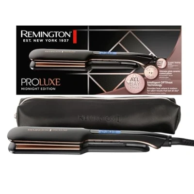 Afbeelding van Remington Stijltang [Extra Brede Keramisch Gecoate Stylingplaten 110 x 50 mm] Proluxe (OPTIheat technologie, Pro+ instelling van 185C Voor Gezonde Styling, digitaal display, Snel Opgewarmd) S9150B