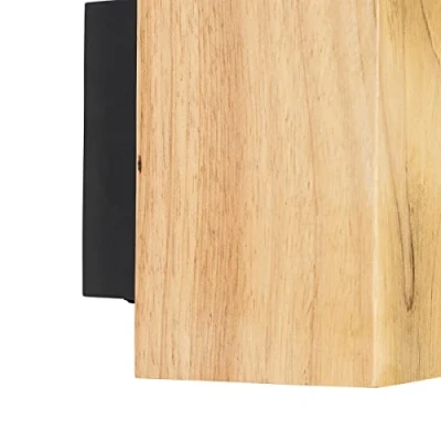 Afbeelding van QAZQA Landelijke wandlamp hout vierkant 2 lichts Sandy