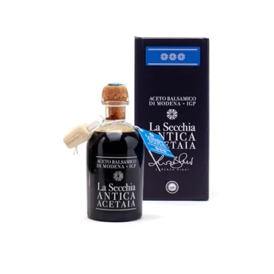 Afbeelding van La Secchia Balsamico Azijn van Modena IGP &quot;Drie sterren&quot;, Gerijpt in 12 Vaten Eik, Gemiddelde Dichtheid, 250 ml Fles met Kurken Doseerdop, Handgemaakte