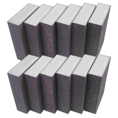 Afbeelding van Brevanza Schuurspons van hout, vierzijdig schuursponsfijn, schuurpapier, metaal, diamant, zacht blok voor tegels, herbruikbare nood, schuursponzen set modelbouw, handwerk