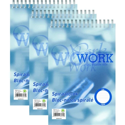 Afbeelding van Work kopspiraalblok, ft A5, 70 gr ,gelijnd, 200 bladzijden 5 stuks