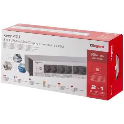 Afbeelding van Legrand ups keor pdu 800va met 8 uitgangen iec 19 rack hoogte 2u vfd 310331