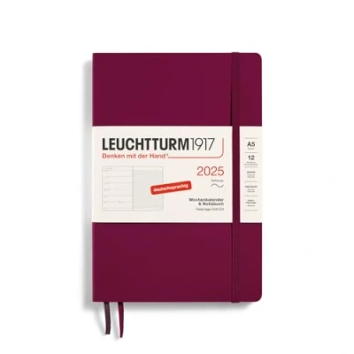 Afbeelding van LEUCHTTURM1917 370508 weekkalender &amp; notitieboek medium (A5) 2025, softcover, Port Red, Duits