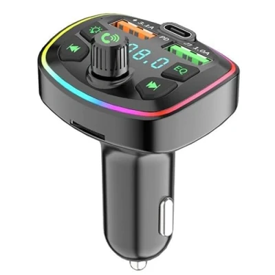 Afbeelding van Bluetooth FM zender voor auto, draadloze autoradio adapter USB C PD + dubbele oplader mobiele telefoon tablet