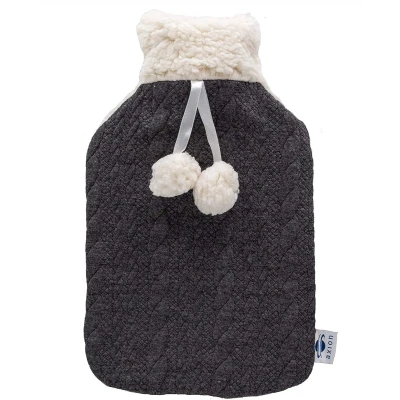 Afbeelding van axion® Zachte Warmwaterkruik met hoes Grijs/Wit Herstel Inhoud 2 Liter
