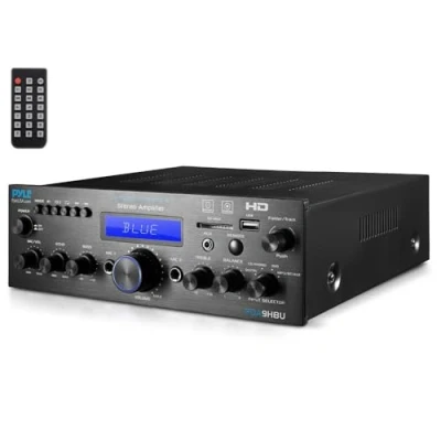 Afbeelding van Pyle Bluetooth Audio Versterker voor Thuis Multi Kanaals Stereo Draadloos 200W HDMI FM Radio USB, SD, AUX, RCA, Microfoon ingang Afstandsbediening