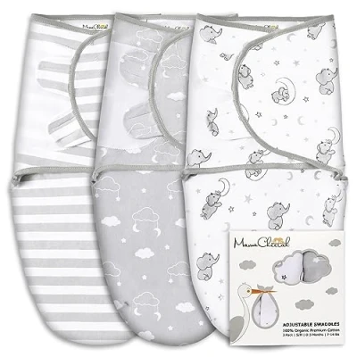 Afbeelding van Mama Cheetah 3 stuks grote inbakerdekens van biologisch katoen voor baby&#039;s tot 6 maanden, baby&#039;s, gemakkelijk te gebruiken luiers, jongens en meisjes