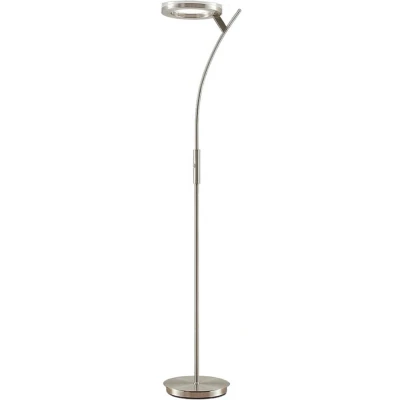 Afbeelding van Lindby LED vloerlamp met dimmer 1licht metaal, glas H: 180 cm mat nikkel, helder Inclusief lichtbron