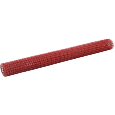 Afbeelding van vidaXL Kippengaas 10x1,5 m staal met PVC coating rood
