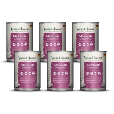 Afbeelding van Venandi Premium Kattenvoer, natvoer, kalkoen en forel, graanvrij met extra vlees, 6 x 400 g (6 stuks)