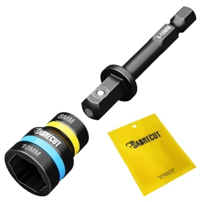 Afbeelding van 1 x SabreCut SCDIN8 10 Dual Size 8mm &amp; 10mm Magnetische 62mm Lange Omkeerbare 2 in Easy Clean Impact Nominale Hex Head Moer Socket Driver voor Boren en Drivers