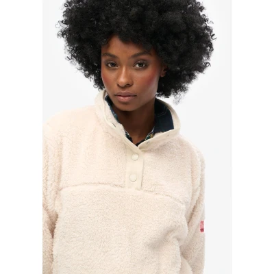 Afbeelding van Superdry Henley Fleece trui, Dames, Maat: 34, Rice white
