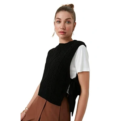 Afbeelding van Trendyol Saks Crop Side Ribbon/Bow Tie Gedetailleerde Gebreide Trui Twoaw22Sv0058
