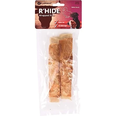 Afbeelding van Hondensnack R&#039;Hide Duck Wrapped Ribs 17 cm 2 stuks