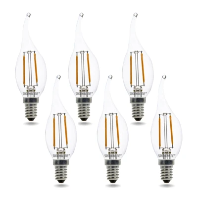 Afbeelding van E14 LED Filament Kaarslamp Tip 2W warm Wit Dimbaar 6 Pack 2200K (Extra wit)