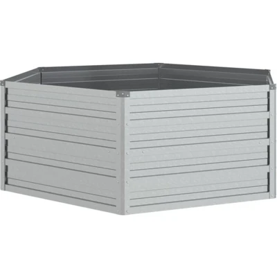 Afbeelding van vidaXL Plantenbak verhoogd 129x45 cm gegalvaniseerd staal zilverkleur