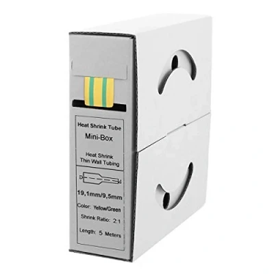 Afbeelding van Offgridtec 5m krimpkous 19,1mm&gt;9,5mm geel/groen dispenserbox werkplaats auto
