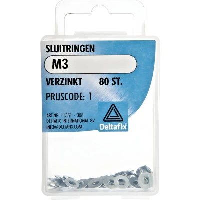 Afbeelding van Deltafix Sluitringen M3 x 7mm 80 stuks