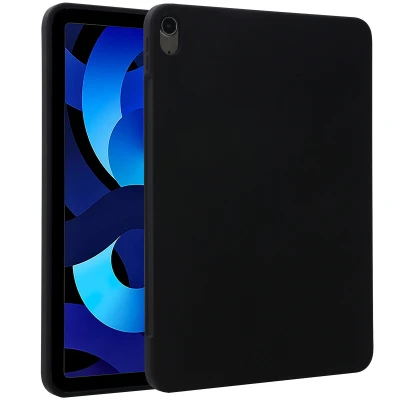 Afbeelding van Apple iPad Air 2022 Hoes: Accezz Liquid Silicone Backcover met penhouder Softcase,Backcover Zwart Siliconen En TPU (zacht) Tablet Hoezen