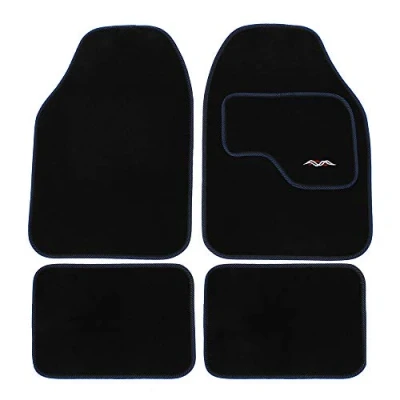 Afbeelding van JVL 01 929BL Universele PVC Gesteund Tapijt Auto Mat Style Set, Zwart/Blauw, 4 Stuks