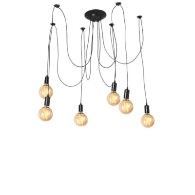 Afbeelding van Lampen spin kroonluchter, DIY Plafondlamp hanglamp lamp hoofd houder Retro Industry Eetkamer voor Slaapkamer Woonkamer Hotel Decoratie (6 koppen)