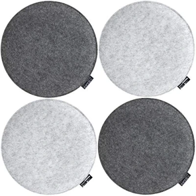Afbeelding van DuneDesign 4 vilten zitkussen rond Ø 35x3cm stoelkussen stoelpad zacht 2 kleurig grijs