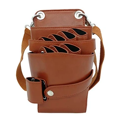 Afbeelding van Friseurtasche Werkzeugtasche leder Friseur Taschen Tasche Kamm Schultergürtel Scheren Haarspangen Kämme Sprühflasche usw kann platziert werden 252 Orange