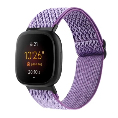 Afbeelding van Fitbit Versa 3/4 &amp; Sense 1/2 Nylon loop bandje Paars