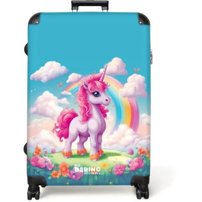 Afbeelding van NoBoringSuitcases.com® Koffer groot Reiskoffer lichtgewicht Unicorn Meisjes Bloemen Regenboog Eenhoorn Rolkoffer met 4 wielen Grote trolley XL 98 liter bagage