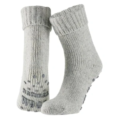 Afbeelding van Apollo Wollen sokken dames Huisokken Grijs Maat 39/42 Huissok met anti slip Fluffy Slofsokken Warme Winter