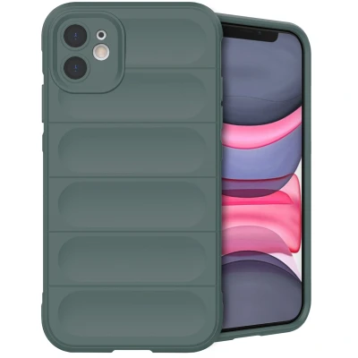 Afbeelding van Apple iPhone 11 Hoesje Siliconen en TPU (zacht) iMoshion Backcover/Softcase Donkergroen Telefoonhoesje