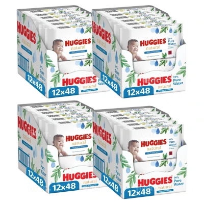 Afbeelding van Huggies Natural 0% Plastic Billendoekjes 2304 babydoekjes 48 x