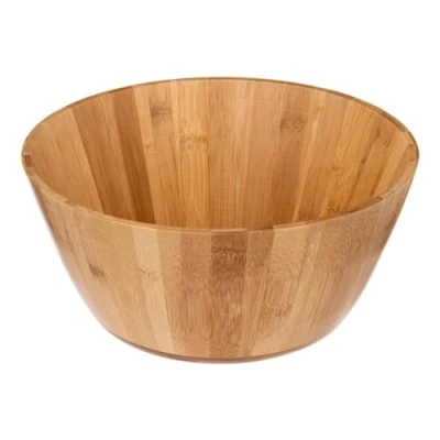 Afbeelding van 5Five Salade of voedsel serveer schaal bamboe hout lichtbruin D28 x H12 cm Serveerschalen